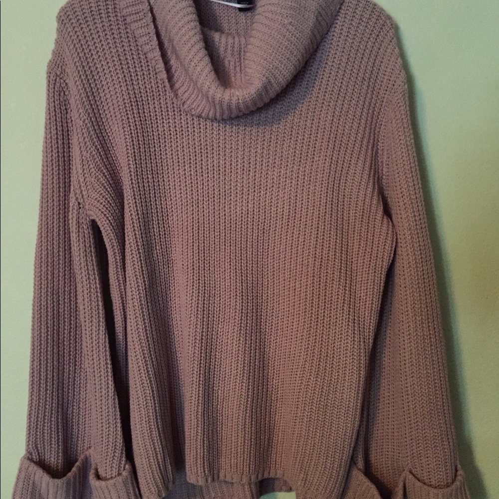 LANE BRYANT LAVENDER FLARED SLEEVES COWL NECK KNIT PULLOVER SWEATER 14-16
